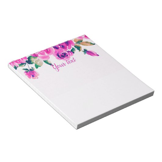 aangepaste roze bloem notitieblok (Schuin)