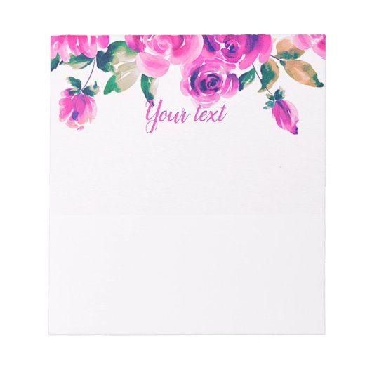 aangepaste roze bloem notitieblok (Voorkant)