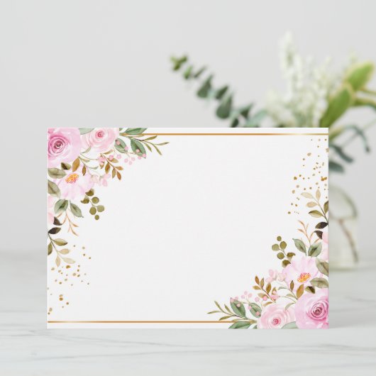 Aangepaste Roze Bloem Save The Date (Staand voorkant)