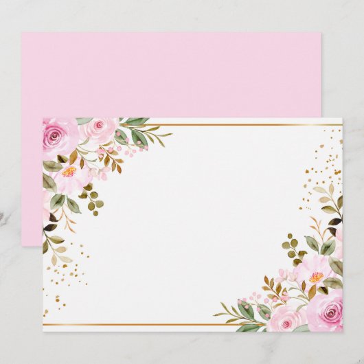 Aangepaste Roze Bloem Save The Date (Voorkant / Achterkant)