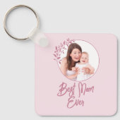 Aangepaste roze bloemen foto's Collage Moederdag Sleutelhanger (Voorkant)