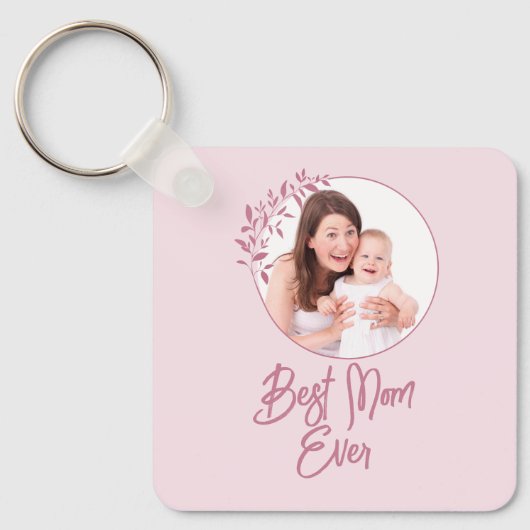 Aangepaste roze bloemen foto's Collage Moederdag Sleutelhanger (Voorkant)