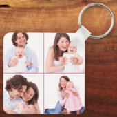 Aangepaste roze bloemen foto's Collage Moederdag Sleutelhanger (Achterkant)
