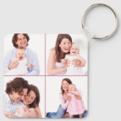 Aangepaste roze bloemen foto's Collage Moederdag Sleutelhanger (Achterkant)