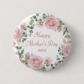 Aangepaste Roze Bloemen Gelukkige Moederdag Ronde Button 5,7 Cm (Voorkant)