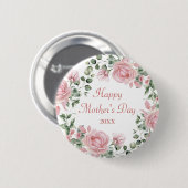 Aangepaste Roze Bloemen Gelukkige Moederdag Ronde Button 5,7 Cm (Voorkant /achterkant)