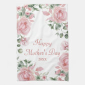 Aangepaste Roze Bloemen Gelukkige Moederdag Theedoek (Verticaal)