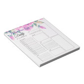 Aangepaste roze bloemen gepersonaliseerde dagelijk notitieblok (Schuin)