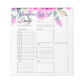 Aangepaste roze bloemen gepersonaliseerde dagelijk notitieblok (Voorkant)