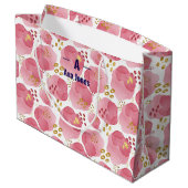 Aangepaste Roze Bloemen Gift Bag – gepersonaliseer Groot Cadeauzakje (Achterkant Gekanteld)