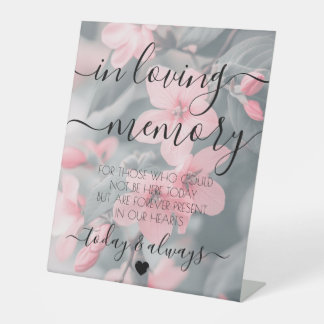 Aangepaste Roze Bloemen Herdenking Reclamebord Met Voetstuk