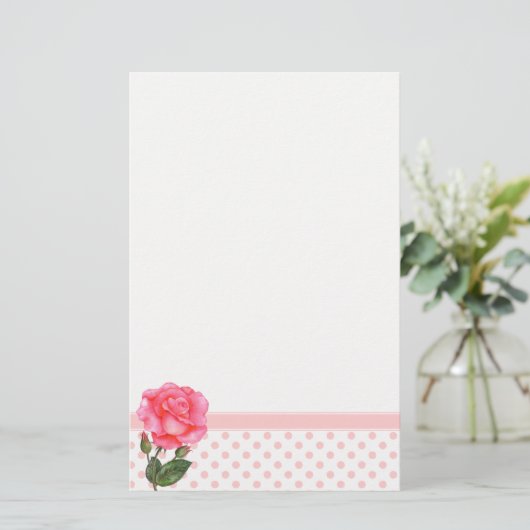 Aangepaste roze bloemen kunst briefpapier (Staand voorkant)