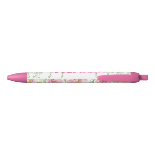 Aangepaste Roze Bloemen met Naam Pen (Achterkant)