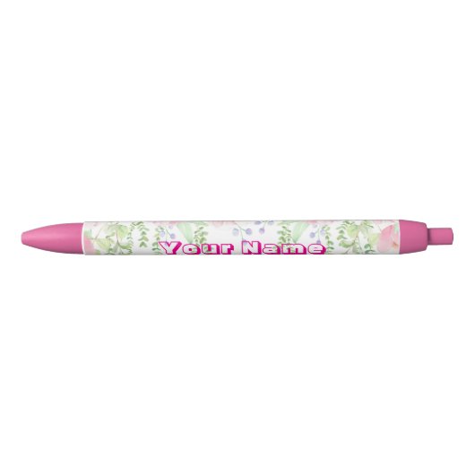 Aangepaste Roze Bloemen met Naam Pen (Voorkant)
