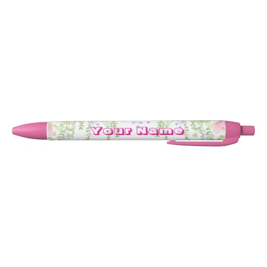 Aangepaste Roze Bloemen met Naam Pen (Bodem)