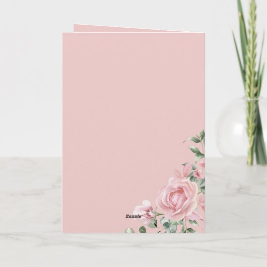 Aangepaste Roze Bloemen Moederdag Kaart (Achterkant)