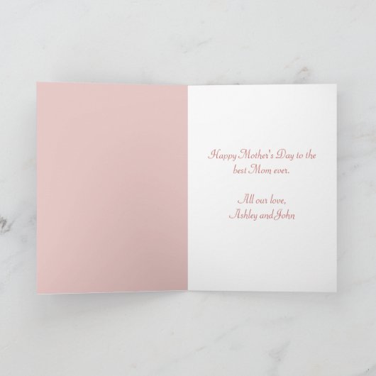 Aangepaste Roze Bloemen Moederdag Kaart (Binnen)