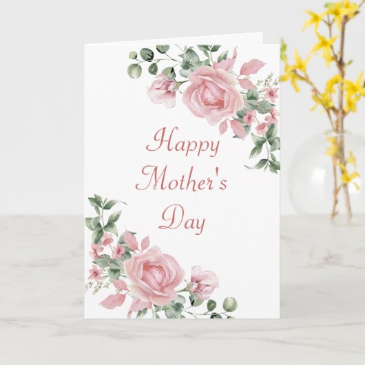 Aangepaste Roze Bloemen Moederdag Kaart (Gele Bloem)