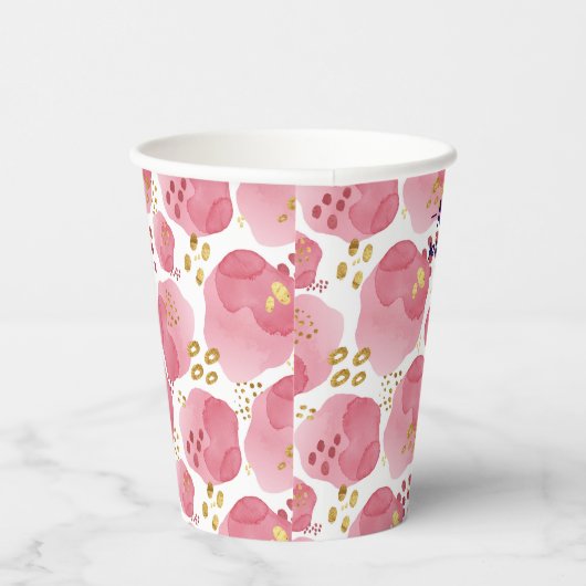 Aangepaste Roze Bloemen Papieren Kopjes – Blush Wa Papieren Bekers (Rechts)