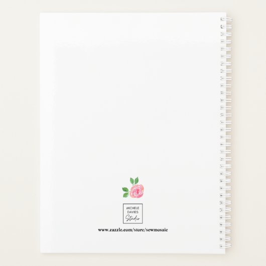 Aangepaste roze bloemen planner (Achterkant)