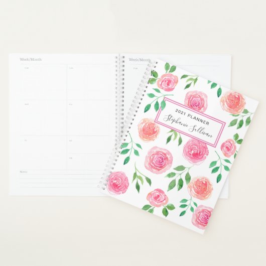 Aangepaste roze bloemen planner (Display)