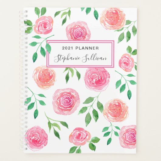 Aangepaste roze bloemen planner (Voorkant)