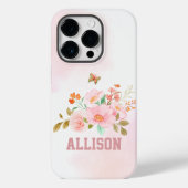 Aangepaste Roze Bloemen Stoere Hoesje, Verjaardags Case-Mate iPhone Case (Achterkant)