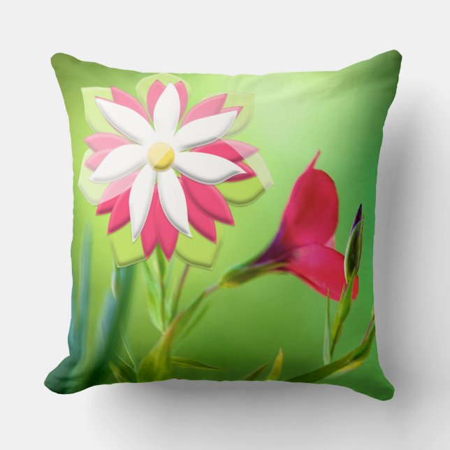 Aangepaste roze bloemen Tuin Soft Pillow Kussen (Voorkant)