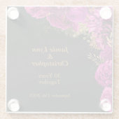 Aangepaste roze bloemenbruiloft Jubileum Glazen Onderzetter (Achterkant)