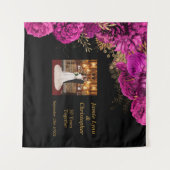 Aangepaste roze bloemenbruiloft Jubileum tapijt Wandkleed (Voorkant (horizontaal))