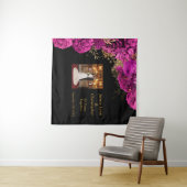 Aangepaste roze bloemenbruiloft Jubileum tapijt Wandkleed (In Situ (horizontaal))