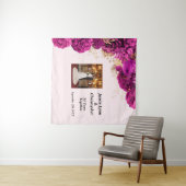 Aangepaste roze bloemenbruiloft Jubileum tapijt Wandkleed (In Situ (horizontaal))