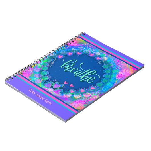 Aangepaste roze bloemenharten ademen Leuk Kleurrij Notitieboek (Linkerzijde)