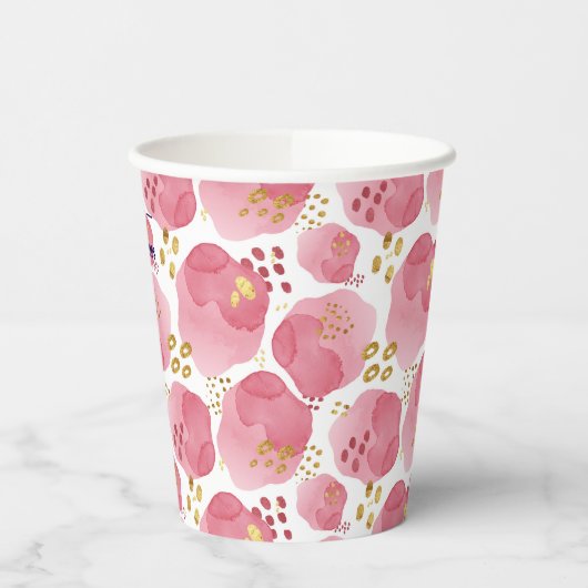 Aangepaste roze bloemenpapieren bekers – Blush wat (Links)