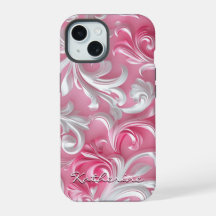Aangepaste Roze Bloemige iPhone Hoes| Roze & Wit