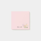 Aangepaste roze bloemige monogram post-it® notes (Voorkant)