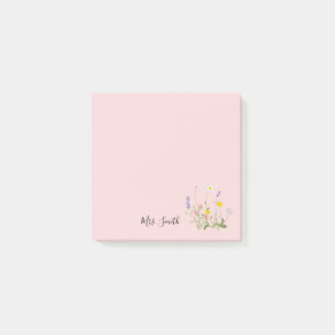 Aangepaste roze bloemige monogram post-it® notes