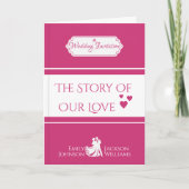 Aangepaste Roze Boek - Thema bruiloft uitnodiging (Voorkant)