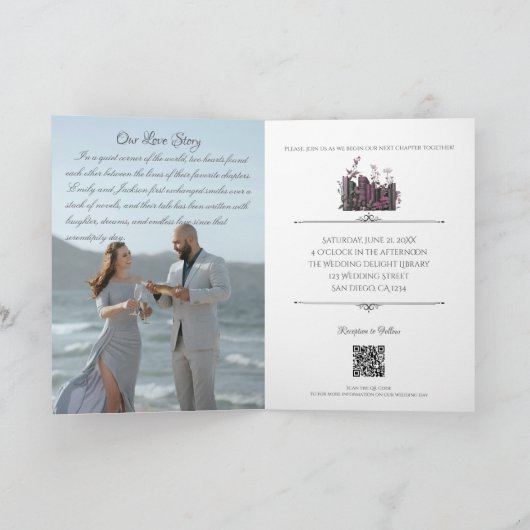 Aangepaste Roze Boek - Thema bruiloft uitnodiging (Binnen)