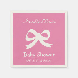 Aangepaste roze boogknoop baby shower servetten vo