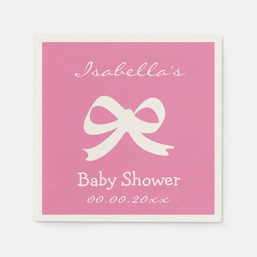 Aangepaste roze boogknoop baby shower servetten vo (Voorkant)