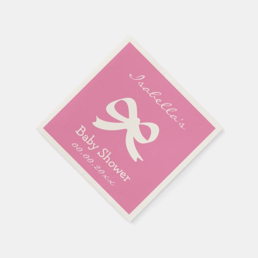 Aangepaste roze boogknoop baby shower servetten vo (Hoek)