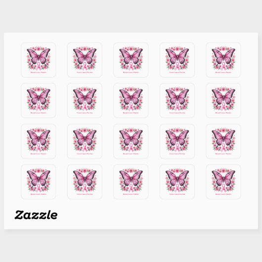 Aangepaste roze borstkanker vierkante sticker (Vel)