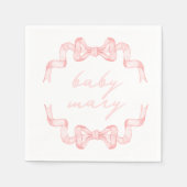 Aangepaste Roze Bow Baby shower servetten (Voorkant)
