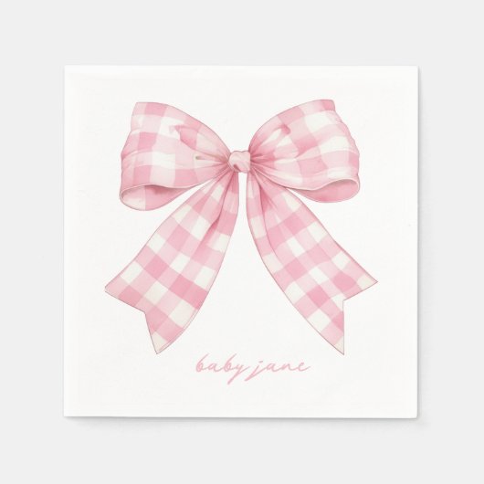 Aangepaste Roze Bow Baby shower servetten (Voorkant)