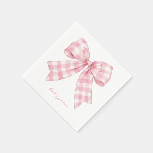 Aangepaste Roze Bow Baby shower servetten (Hoek)