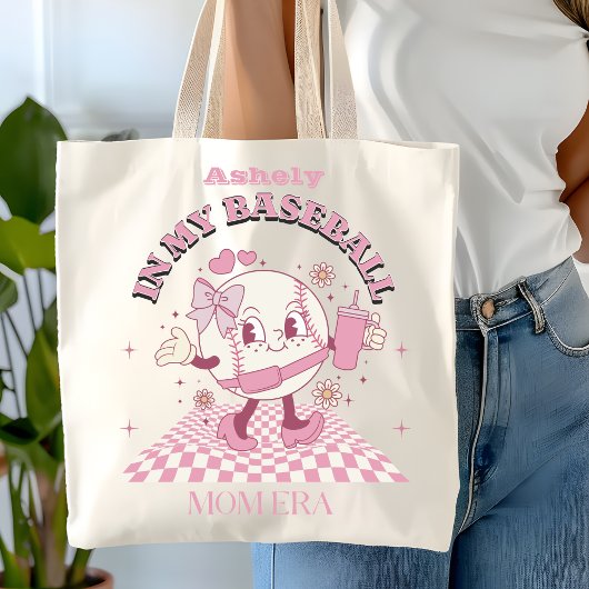 Aangepaste Roze Bow Baseball Tote Bag