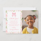Aangepaste Roze Bow Bloemen Coquette Esthetische F Bedankkaart (Voorkant)
