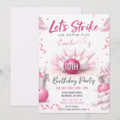 Aangepaste Roze bowling Verjaardag Kaart (Voorkant / Achterkant)