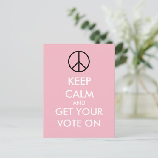 Aangepaste roze Briefkaarten kalm houden en stemme (Staand voorkant)